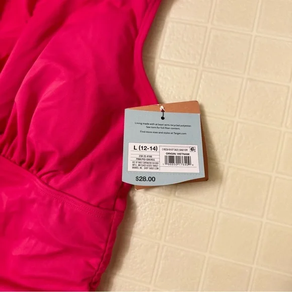 Womens Ruffle Flounce Tankini Top
- Shade & Shore Pink Size L - Picture 6 of 6